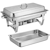 Homeline Rechteck Chafing Dish 11L Edelstahl, Speisewärmer, Silber