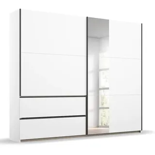 Kleiderschrank Schwebetürenschrank Sevilla mit Spiegel | 2-türig | Alpinweiß / grau metallic | 218 x 210 x 59 cm