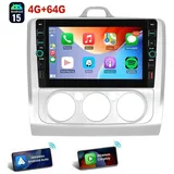 ESSGOO Für Ford Focus II MK2 2004-2011 Android 15 Carplay Autoradio GPS Navi Autoradio (RDS, 4+64GB(optional), Digitalradio (DAB), USB- und Type-C, DAB+ (optional), Apple Carplay Android Auto GPS Navi WIFI BT EQ mit USB- und Type-C) schwarz|silberfarben