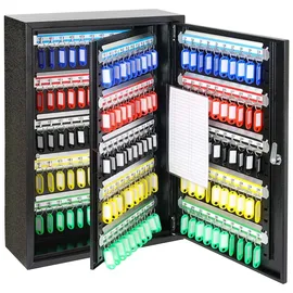 HMF Schlüsselschrank groß aus Stahl, abschließbarer Schlüsselkasten für Büro, Verwaltung oder Fuhrpark, 200 Schlüsselhaken, 55 x 38 x 14 cm