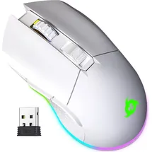 Klim Blaze - Wiederaufladbare kabellose RGB Gaming Maus - NEU - Hochpräziser Sensor mit Langer Akkudauer - Einstellbar auf bis zu 10000 DPI - Kabel- und Funk Maus Modus (Weiß)