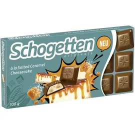 Schogetten Salted Caramel Cheesecake I 100 g Schokoladentafel I Vollmilchschokolade I praktisch einzeln portioniert
