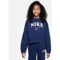 NIKE Kinder Sweatshirt G NSW TREND FLC CREW PRNT, MIDNIGHT NAVY, M