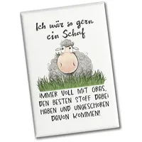 Speecheese Schaf Souvenir Magnet eckig mit Spruch Ich wär