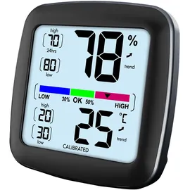 casativo Digitales Präzisions-Thermo-Hygrometer Schwarz