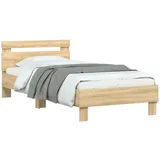 vidaXL Bettgestell mit Kopfteil und LED-Leuchten Sonoma-Eiche 75x190cm