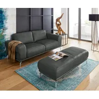 2-Sitzer W.SCHILLIG "montanaa", grau (anthrazit z69), B:192cm H:78cm T:94cm, Longlife Xtra-Leder Z59: Glattleder mit modischer Prägung. Hautstärke 0, 9 - 1, 1 mm.;Longlife Xtra-Leder Z69: Das feinnarbige, gedeckte Softleder Z69 besticht durch seine außergewöhnliche Weichheit im trendigen »Vintage-Look«, Hautstärke 0, 9 - 1, 1 mm, Sofas, mit Metallfüßen in Chrom glänzend, Breite 192 cm