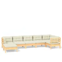 vidaXL Garten-Lounge-Set 7-tlg. creme Kiefer