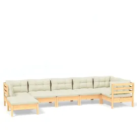 vidaXL Garten-Lounge-Set 7-tlg. creme Kiefer