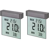 TFA Dostmann Vision digitales Fensterthermometer, 30.1025, großes Display mit Außentemperatur, L 97 x B 22 x H 105 mm, 2er Set