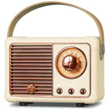 PRUNUS J-999 Mini Bluetooth Lautsprecher mit Radio FM, Retro Radio Bluetooth Speaker Wiederaufladbarer,Bluetooth 5.0/Überragend guter Klang, unterstützt USB/TF/AUX/Freisprechanrufe(Gelb)