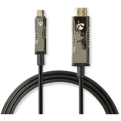 Nedis optische USB-Kabel (aktiv) - USB-C Stecker - HDMI Stecker - 18 Gbps - 50.0 m - Rund - PVC - Schwarz - Kartonverpackung