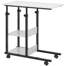 Vicco Stubentisch Liam, Weiß Schwarz 89 x 80 cm mit Rollen
