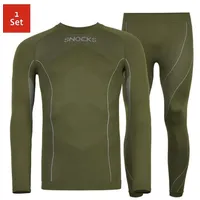 SNOCKS Thermounterwäsche Herren mit Daumenloch olivgrün XL
