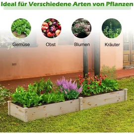 Costway Hochbeet 240 x 60 x 25 cm Braun