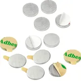 vasalat Scheibenmagnet flach, Magnete mit Metallscheiben selbstklebend, Rundmagnet ø 10mm, Neodym vernickelt 12-teilig