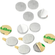 vasalat Scheibenmagnet flach, Magnete mit Metallscheiben selbstklebend, Rundmagnet ø 10mm, Neodym vernickelt 12-teilig