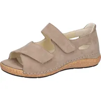 Sandale WALDLÄUFER "K-Heliett", Damen, Gr. 5 (38), beige, Nubukleder, unifarben, Schuhe Sandale, Sommerschuh, Sandalette, Keilabsatz, in Komfortweite K (= extraweit)