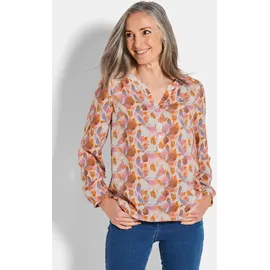 GOLDNER Florale Druckbluse mit V-Ausschnitt orange 54