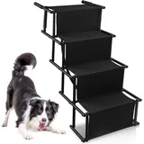 Hundetreppe Auto Klappbar, Gelenkschonende Hunderampe Auto Rampe für kleine & große Hunde, Bis 60 kg belastbar, Einstiegshilfe Hunde Auto, Mit Tragetasche, Rampe (schwarz)