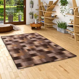 Snapstyle Designer Velour Teppich Mystic Karo Braun 100x300cm