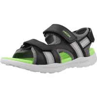 GEOX J VANIETT Boy B Sandal, Black/Green, 34 EU