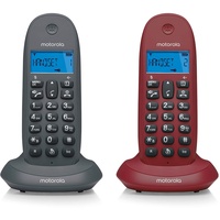 Motorola C1002lb+ Gris Granate Teléfono Fijo Inalámbrico Pack Duo Con Manos Libres