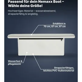 Nemaxx NEMAXX® Sitzbanktasche 87 cm mit Polsterauflage – Sitzpolster & abnehmbare Stauraumtasche – Bootstasche für 330 cm – Hellgrau/Schwarz