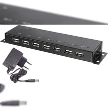 Renkforce RF-4791678 7 Port USB 2.0-Hub Metallgehäuse, zur Wandmontage Schwarz