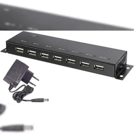 Renkforce RF-4791678 7 Port USB 2.0-Hub Metallgehäuse, zur Wandmontage Schwarz