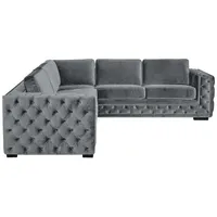 Xlmoebel Ecksofa Graues Samt-Ecksofa im Möbeldesign für Wohnlandschaft und Polsterung., 1 Teile, Hergestellt in Europa grau