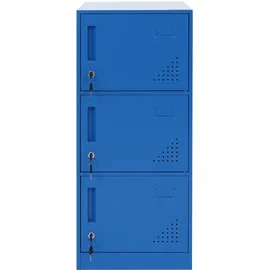 Mendler Schließfachschrank Stahl 90x38x45cm blau 3 Türen