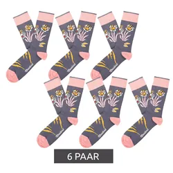 6 Paar Moustard Bengal Baumwoll-Socken mit bengalischem Tiger gemusterte lange Strümpfe 22S-BENGAL Grau/Rosa - 36-40