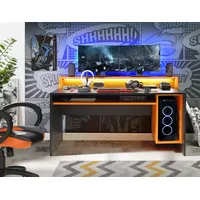 Forte Tezaur Gaming Desk mit RGB-Beleuchtung schwarz/orange