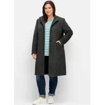 sheego SHEEGO, Damen, Gr. 52, grau (anthrazit meliert), 97% Polyester, 3% Viskose, unifarben, unifarben mit Farbeinsatz, unifarben mit Farbeinsätzen, Mäntel Kurzmantel