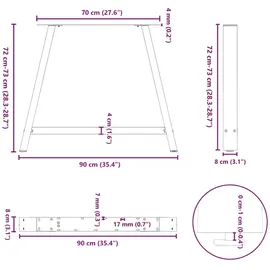 vidaXL Esstischbeine A-Form 2 Stk. 90x(72-73) cm Stahl