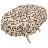 ANRO Tischdecke abwaschbar Baumwolloptik Retro Tropfen Natur wetterfest (Einzelstück 1-tlg, eine Tischdecke), Stofftischdecke schmutzabweisend 240x140cm Retro Tropfen Natur beige Oval | 140 cm x 240 cm