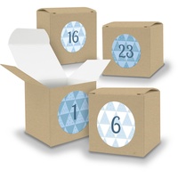 Adventskalender zum Füllen 24x Würfel 6,5cm BRAUN + Sticker V05 Z26 - Braun