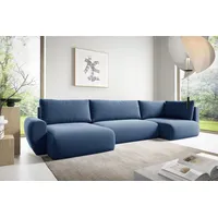 Ecksofas in U-Form ANTONIO MINI BOSS XL 385x153cm, Wohnlandschaft mit Schlaffunktion & Bettkästen, Eckarniutur / Bezug - Cord in Türkis, Blau - Blau/Türkis