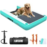 AWSUM 120x100cm Hunderampe Aufblasbar Hunde Wasserrampe Aufblasbare Dog Ramp Hundeboot Rampe Leiter Schwimmrampe Welpe Planke Schwimmdock Plattform für Hunde bis zu 80 kg, für Pool, Boote, Docks, Seen