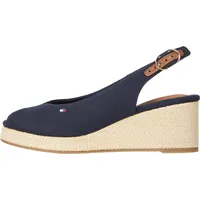 Tommy Hilfiger Damen Wedge Sandalen Flag Mid Slingback Verstellbarer Riemen, Blau (Space Blue), 38 - 38 EU