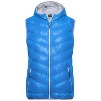 Ladies' Down Vest Ultraleichte sportliche Daunenweste mit Kapuze blau/grau, Gr. XXL