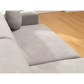 Mirjan24 Ecksofa Nicelo, Wohnzimmer L-Form mit Bettkasten und Schlaffunktion, Dekorative Kissen-Set, Seite universal (Farbe: Velo 635) - Grau