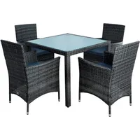 ESTEXO Polyrattan Sitzgruppe Gartenmöbel Set Rattan Gartenset Essgruppe Anthrazit Grau - Schwarz