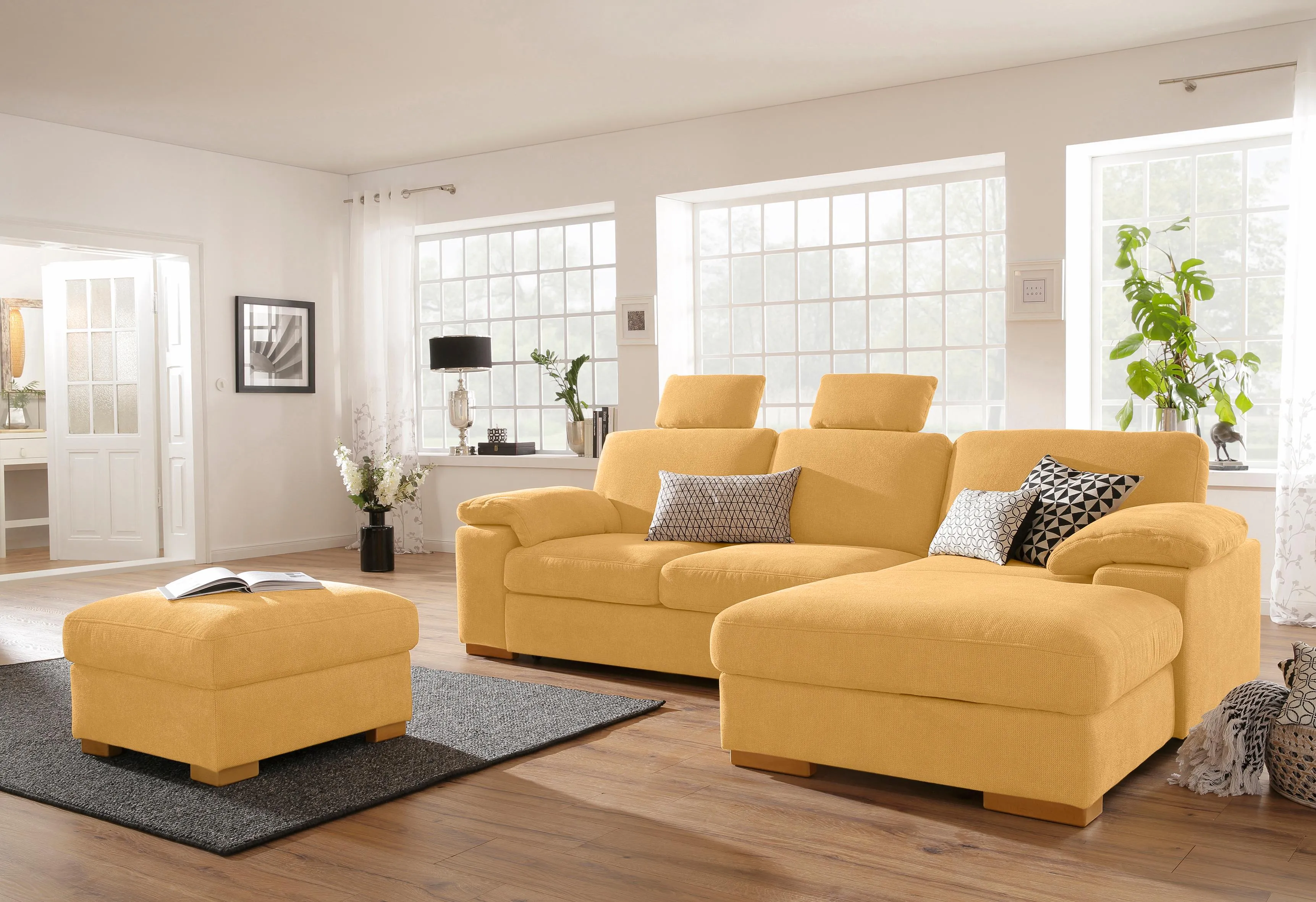 Home affaire Ecksofa »Ventura L-Form«, wahlweise mit Bettfunktion und Bettfunktion/Bettkasten Home affaire senf