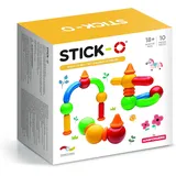 Stick-O Basic 10-piece Magnetic Building Blocks Toy. Preschool STEM Toy With Large Pieces And Grippy Groove Design. Designed By Magformers For Young Children.