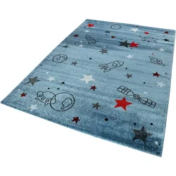Kinderteppich »Yoda«, rechteckig, 13 mm Höhe, Weltall Design, Kurzflor, 95730540-2 blau 13 mm