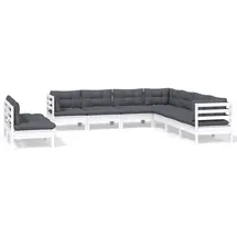 vidaXL Garten-Lounge-Set 9-tlg. weiß Kiefer