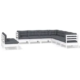 vidaXL Garten-Lounge-Set 9-tlg. weiß Kiefer