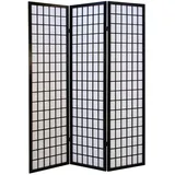 Homestyle4u Paravent Raumteiler 3 teilig Holz Schwarz Reispapier Weiß Höhe 175 cm - Paravents, Paravents